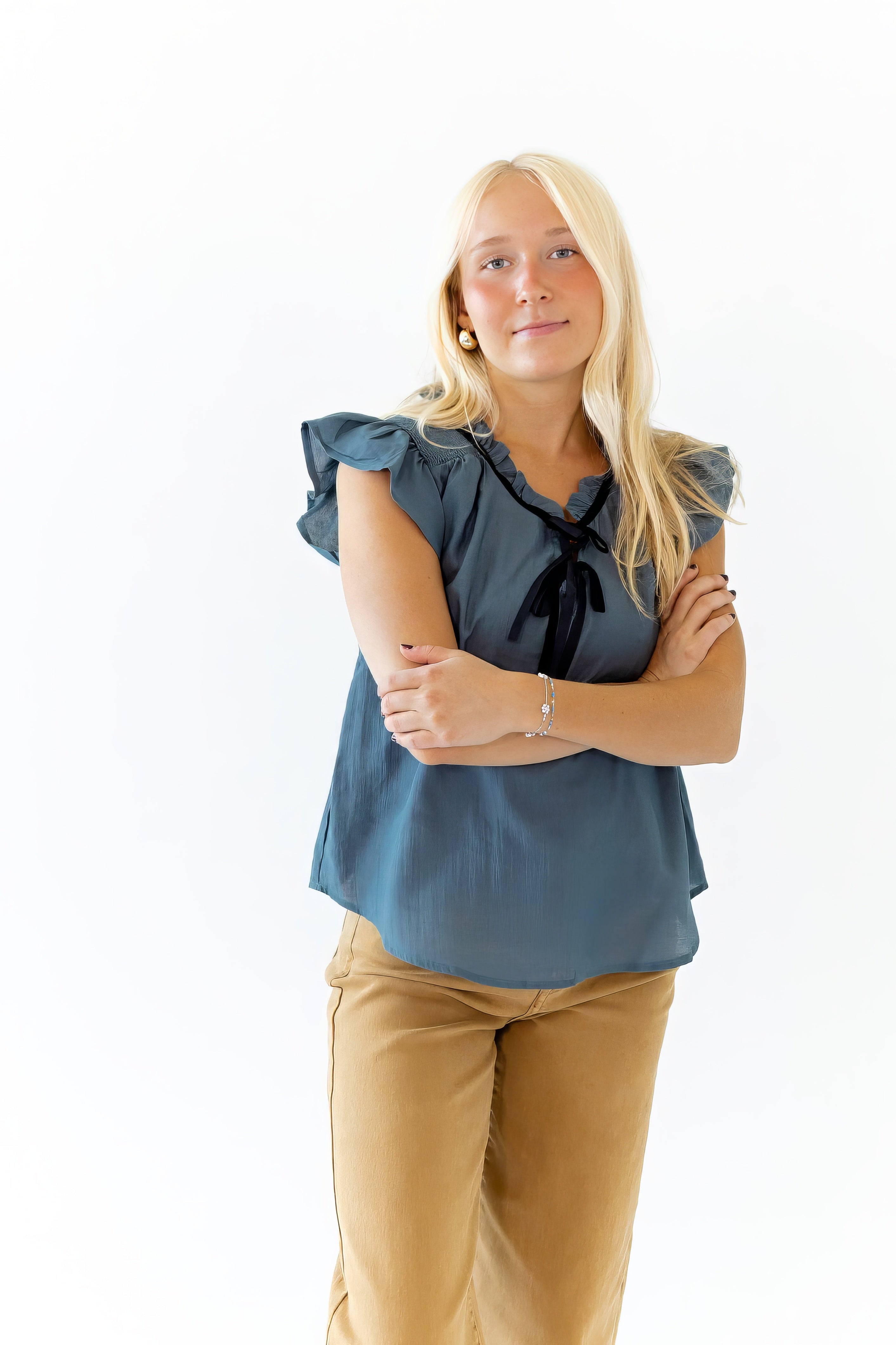 Audrey Tie Detail Top · Teal