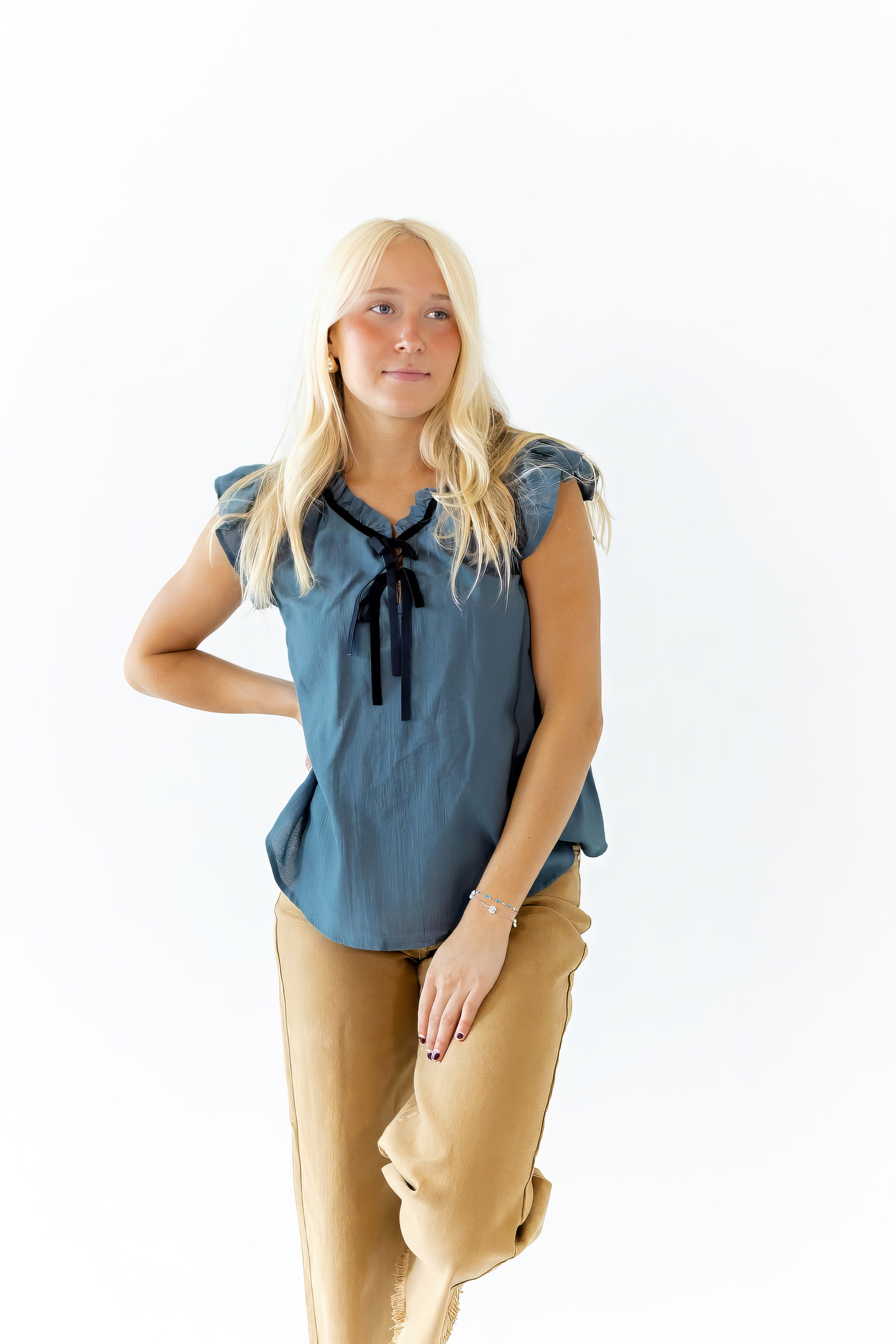 Audrey Tie Detail Top · Teal