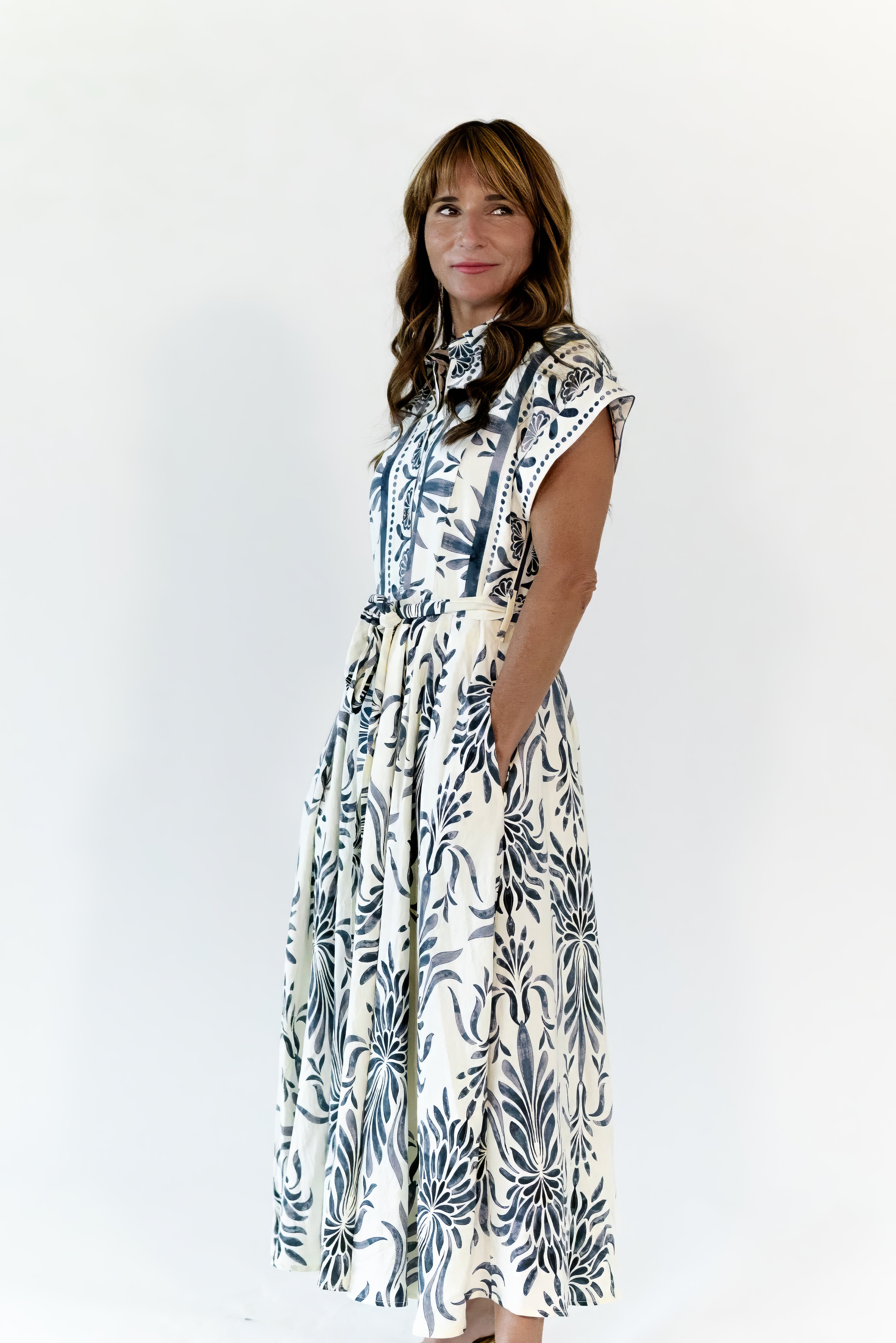 Brink Border Print Midi Dress