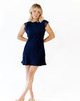 Navi Lace Trim Mini Dress