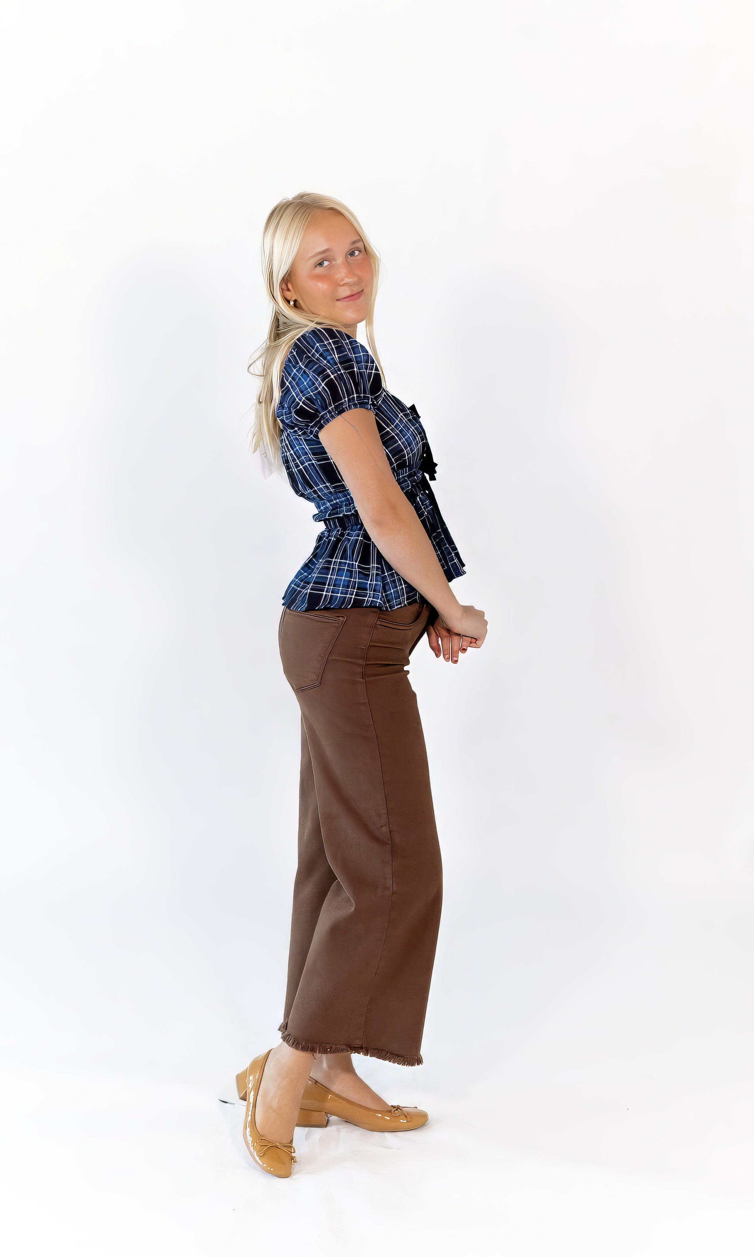 Emi Plaid Peplum Top