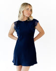 Navi Lace Trim Mini Dress