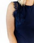 Navi Lace Trim Mini Dress