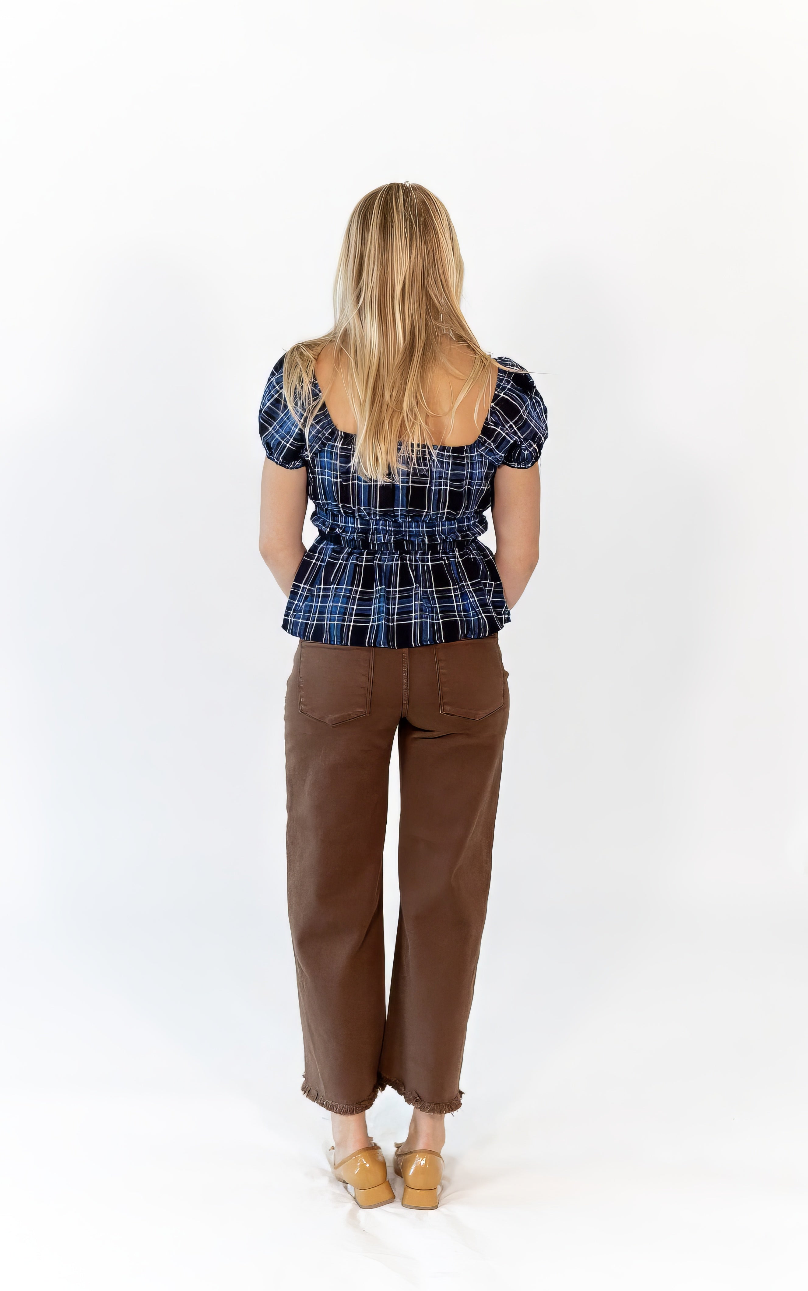 Emi Plaid Peplum Top