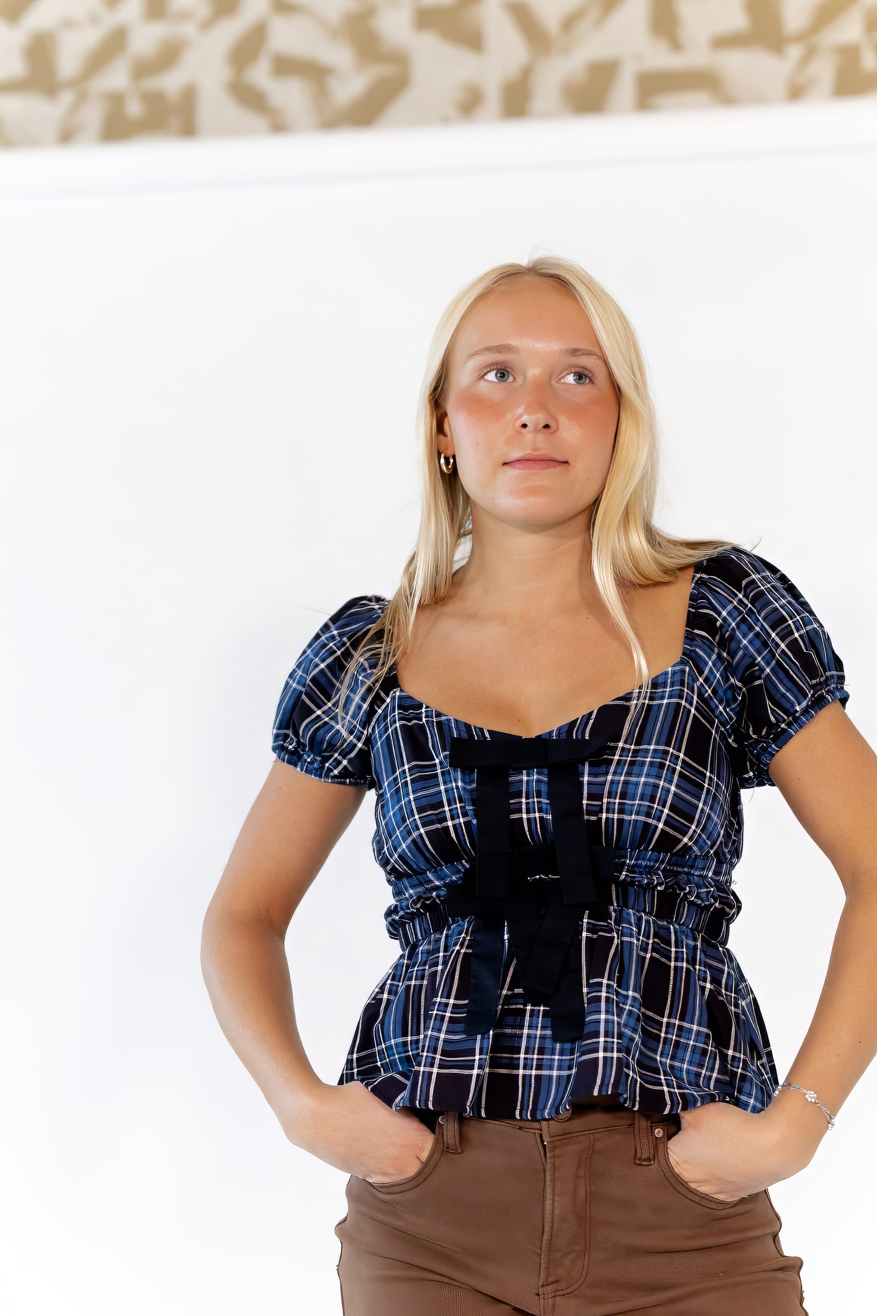 Emi Plaid Peplum Top
