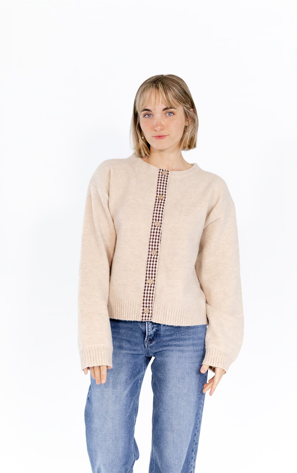 Hadley Plaid Seam Cardigan