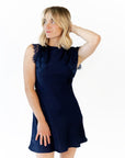 Navi Lace Trim Mini Dress