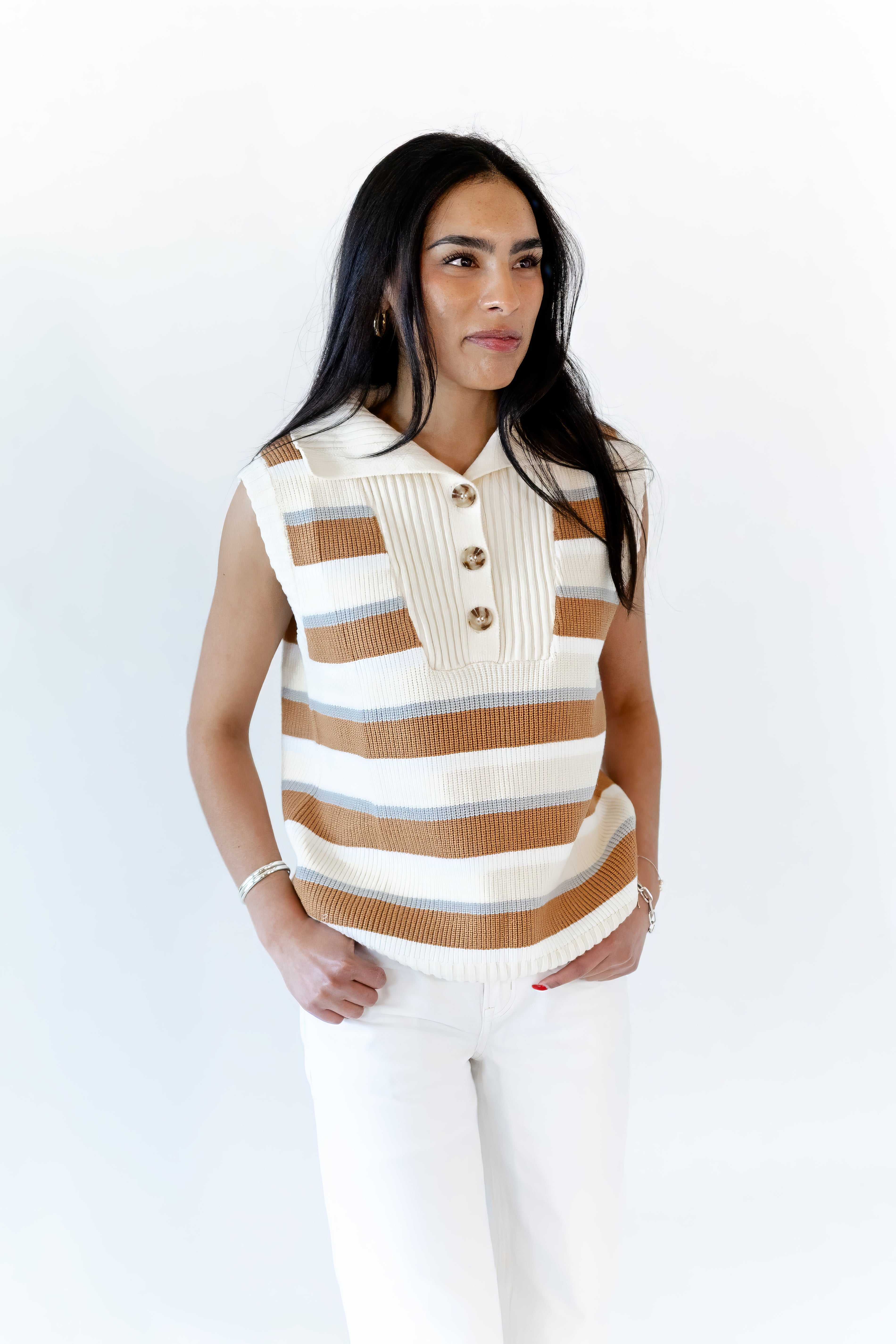 Lulu Cream and Camel Vest