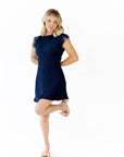 Navi Lace Trim Mini Dress