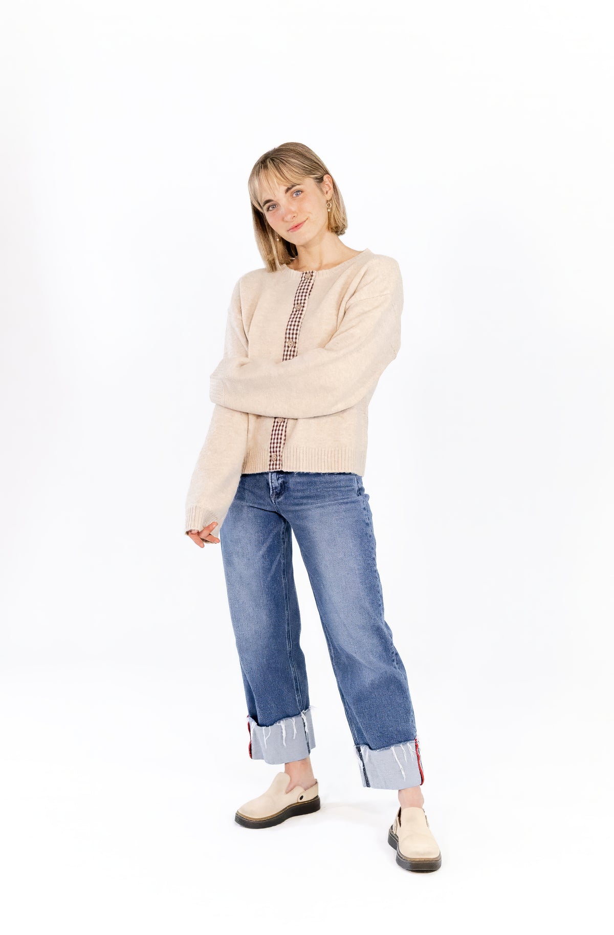 Hadley Plaid Seam Cardigan