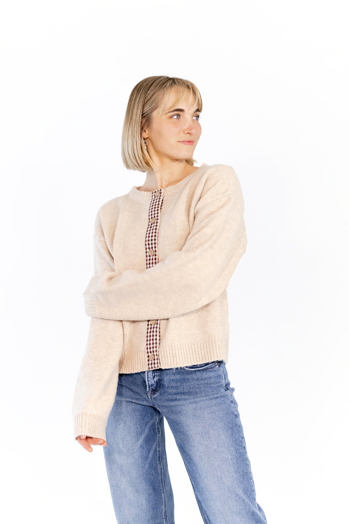 Hadley Plaid Seam Cardigan