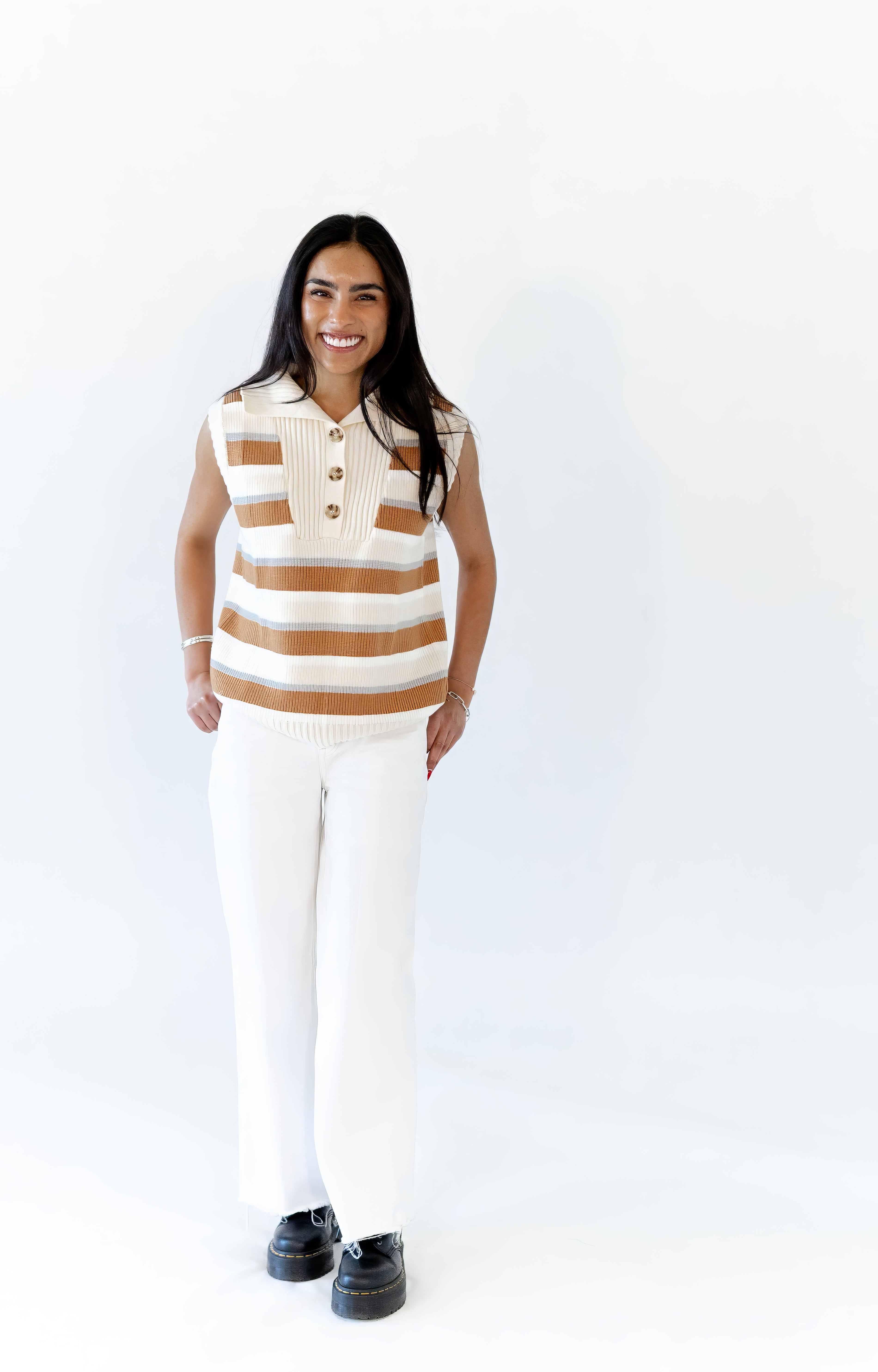 Lulu Cream and Camel Vest