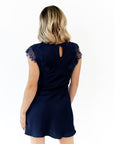 Navi Lace Trim Mini Dress