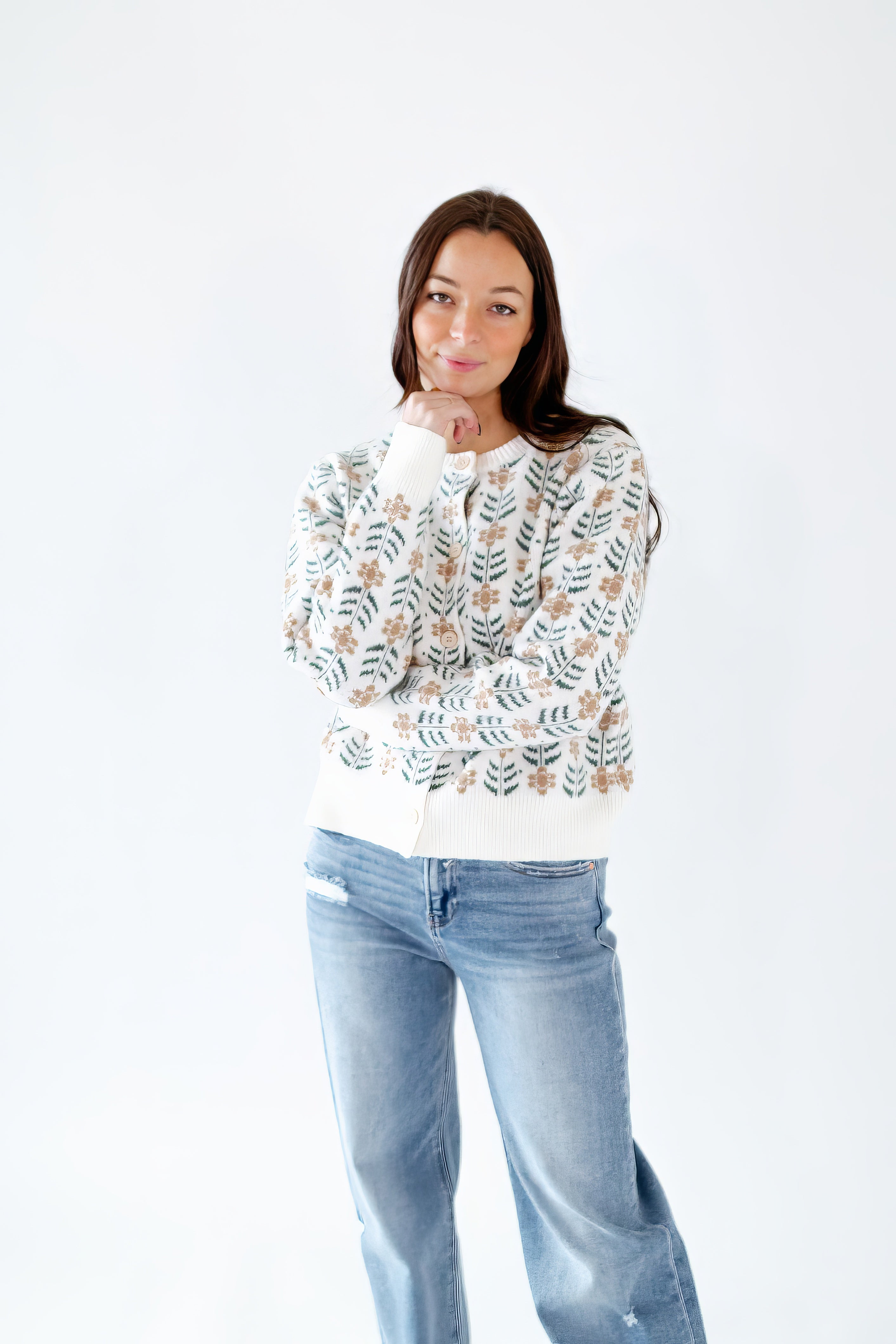 Nox Floral Button Down Sweater