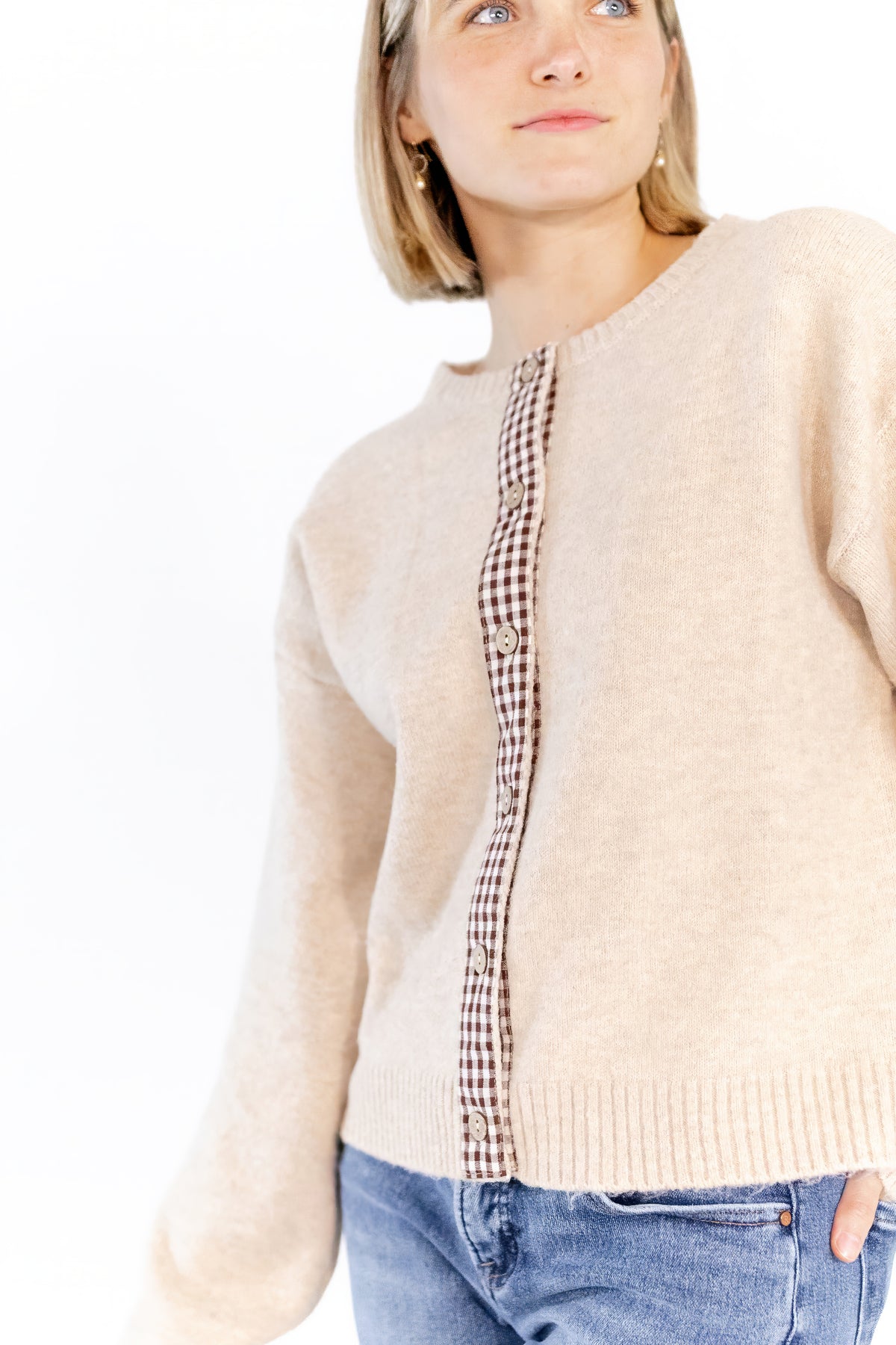 Hadley Plaid Seam Cardigan