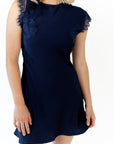 Navi Lace Trim Mini Dress