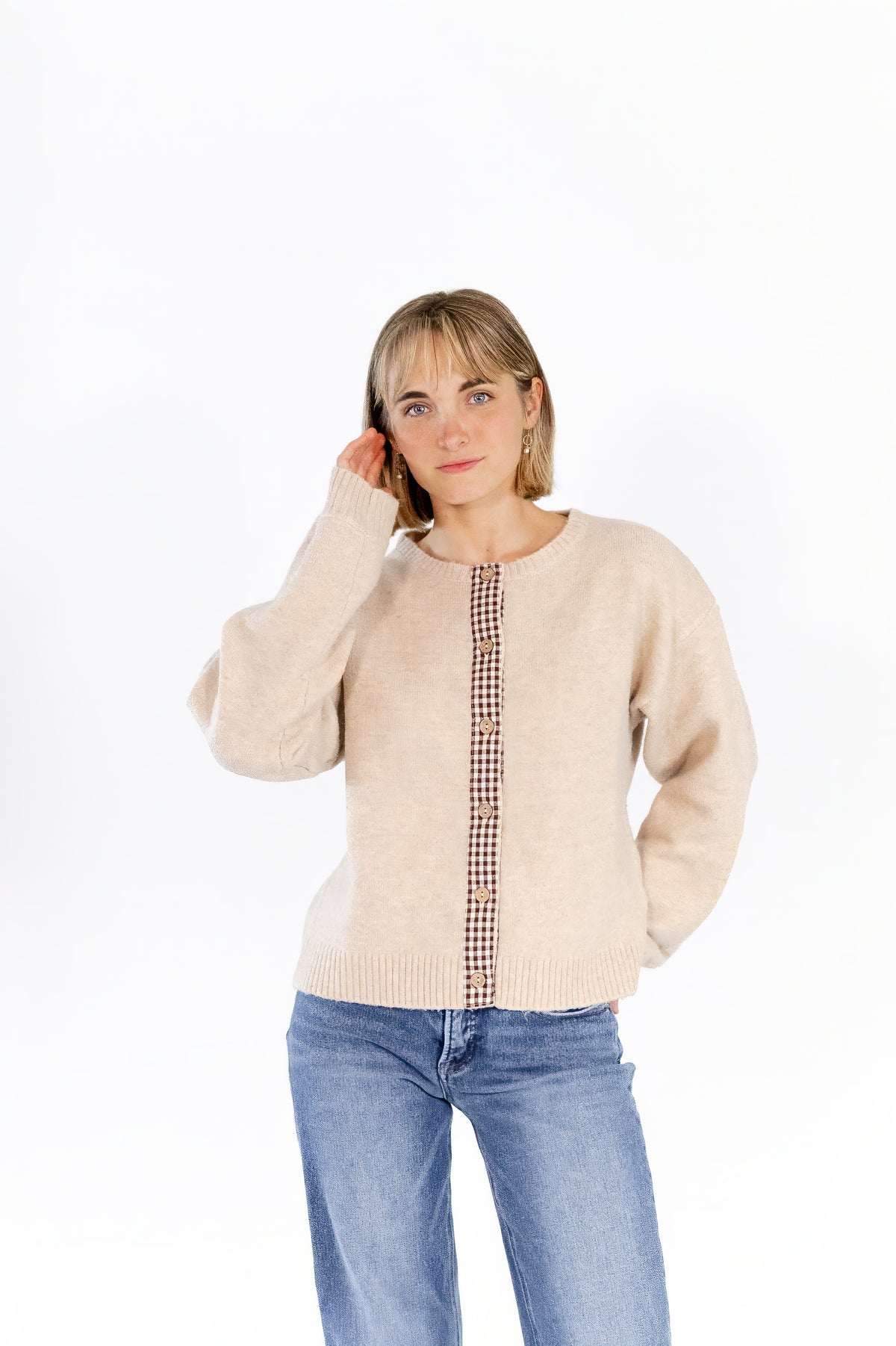 Hadley Plaid Seam Cardigan