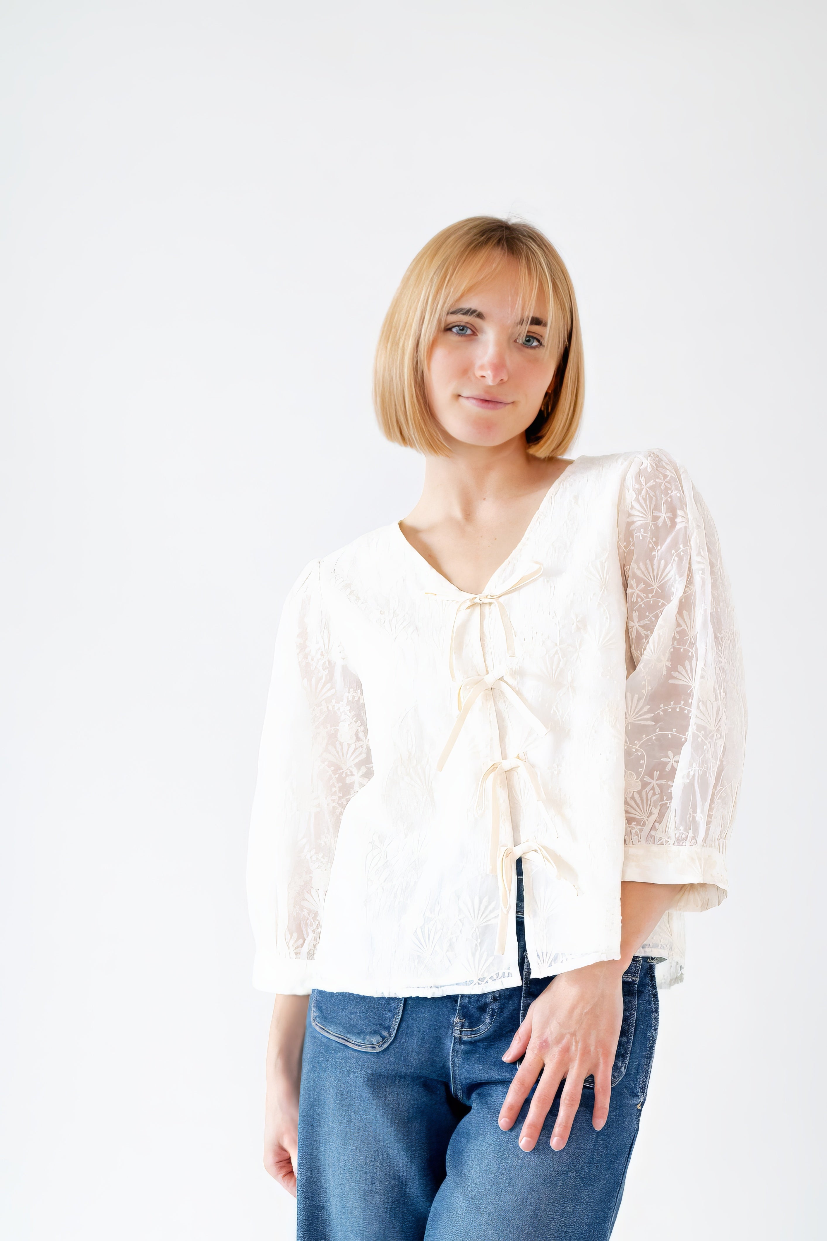 Lila Lace Bow Top