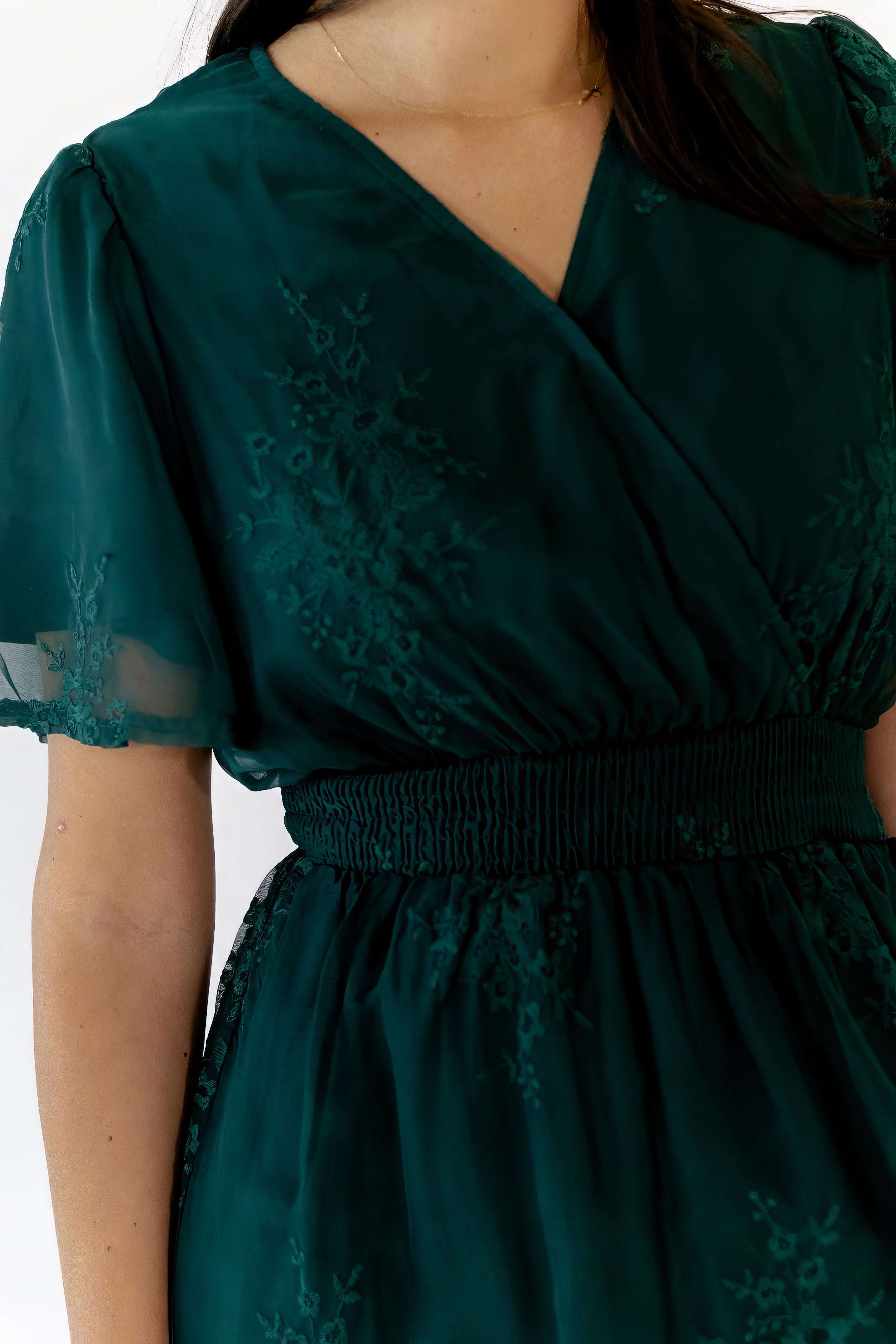 Ilena Embroidered Chiffon Midi Dress