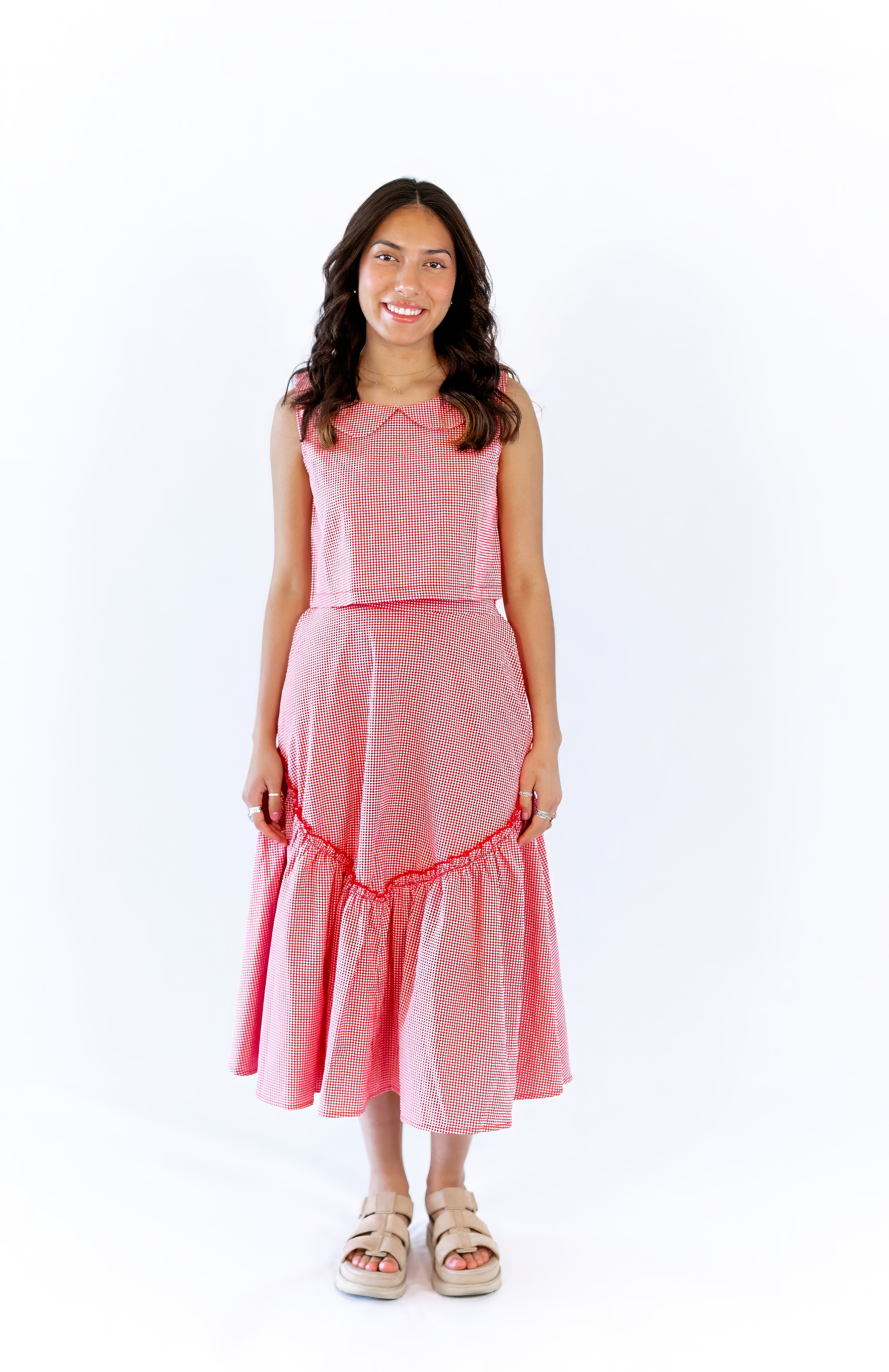 Leigh Gingham Skirt &amp; Tank Set