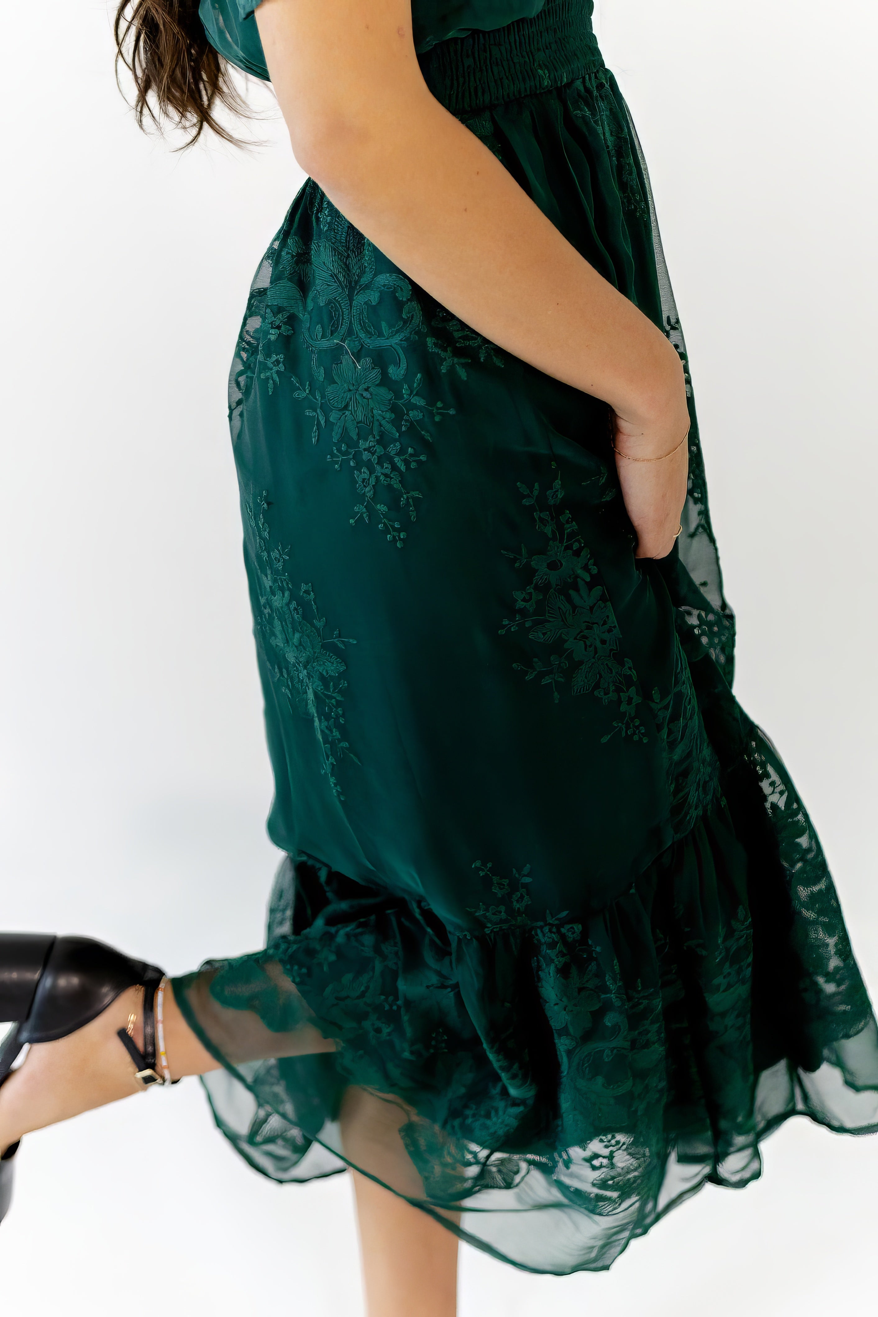 Ilena Embroidered Chiffon Midi Dress
