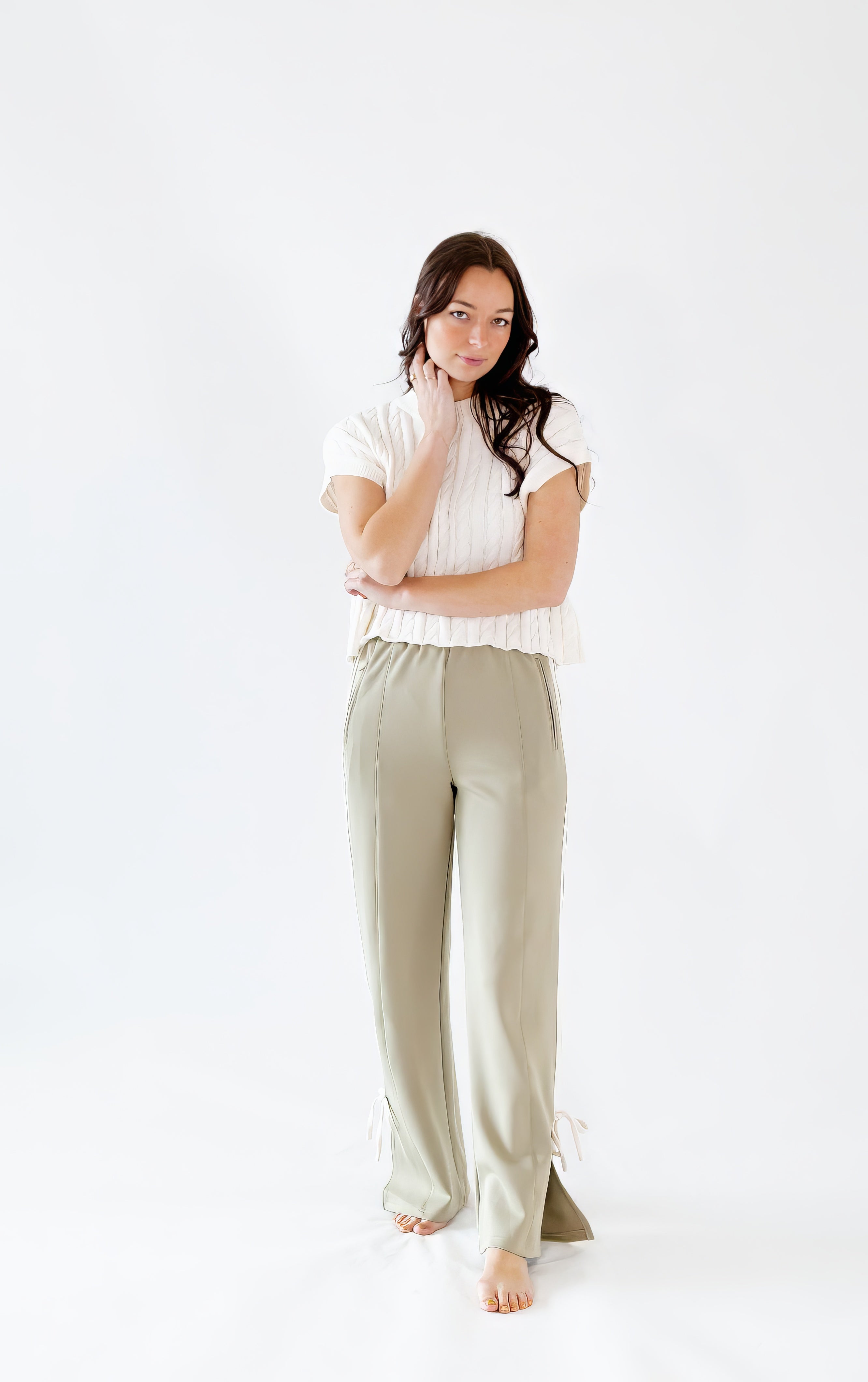 Roux Bow Accented Track Pants