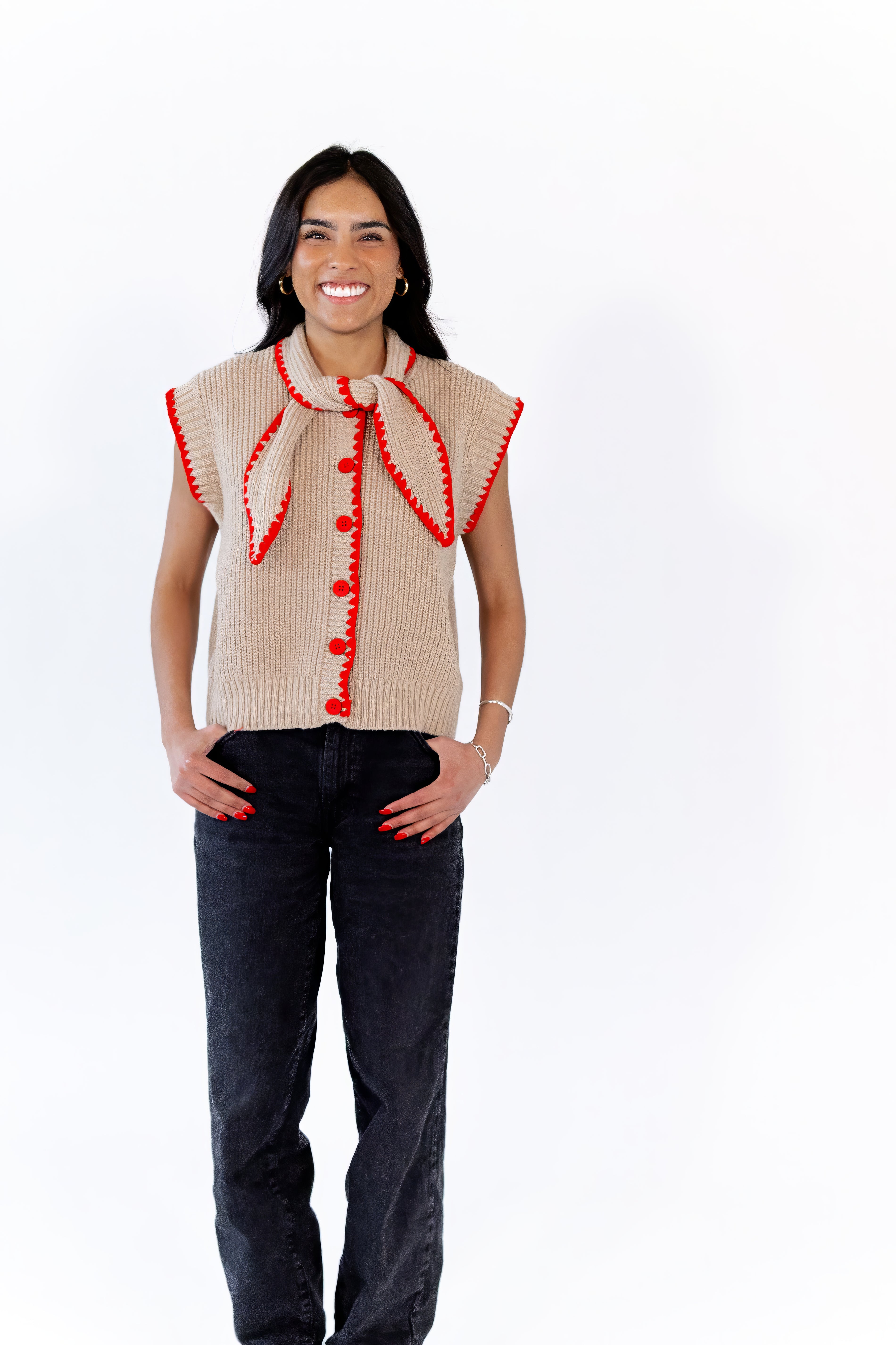 Oaklyn Tie Detail Button Up Top