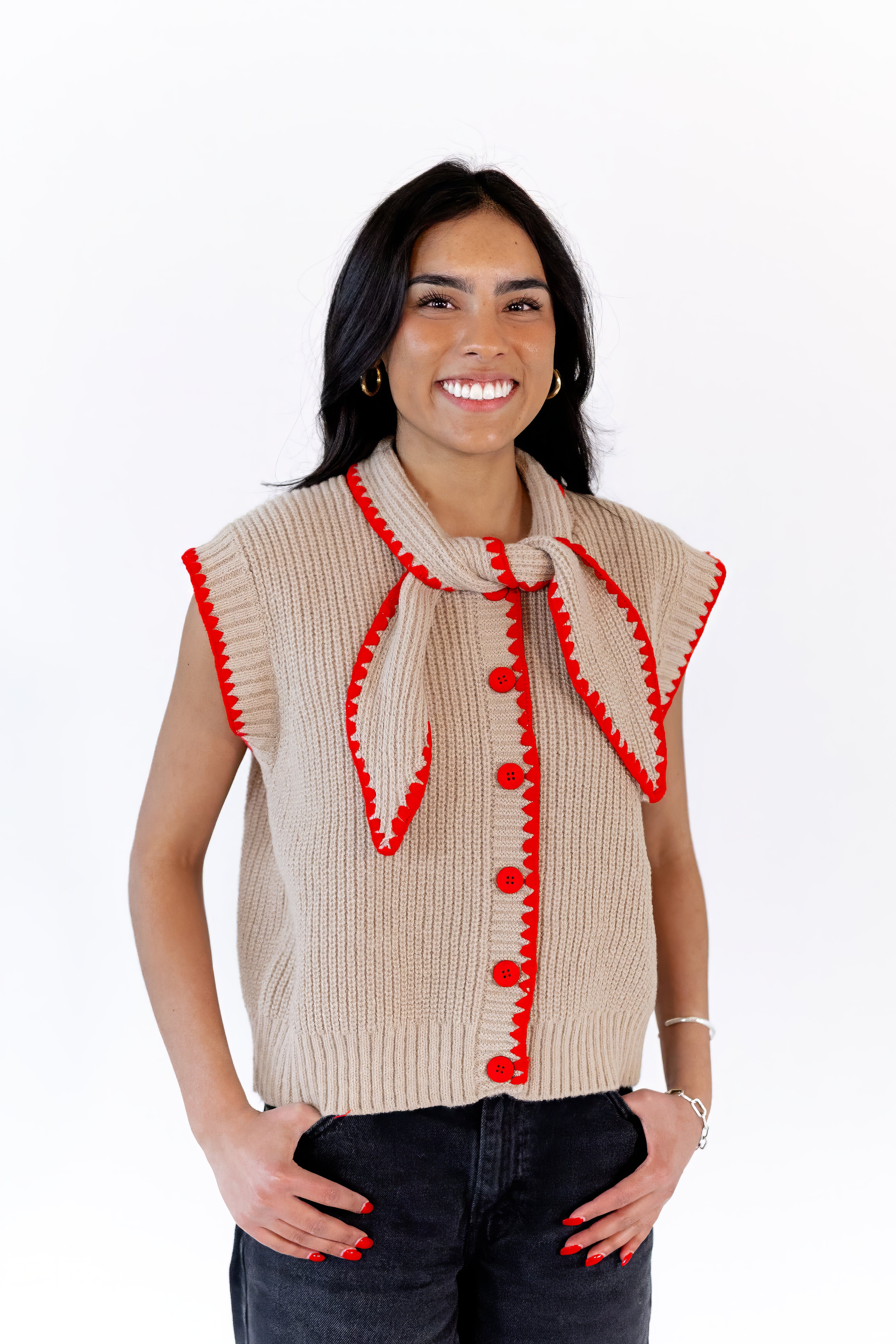 Oaklyn Tie Detail Button Up Top