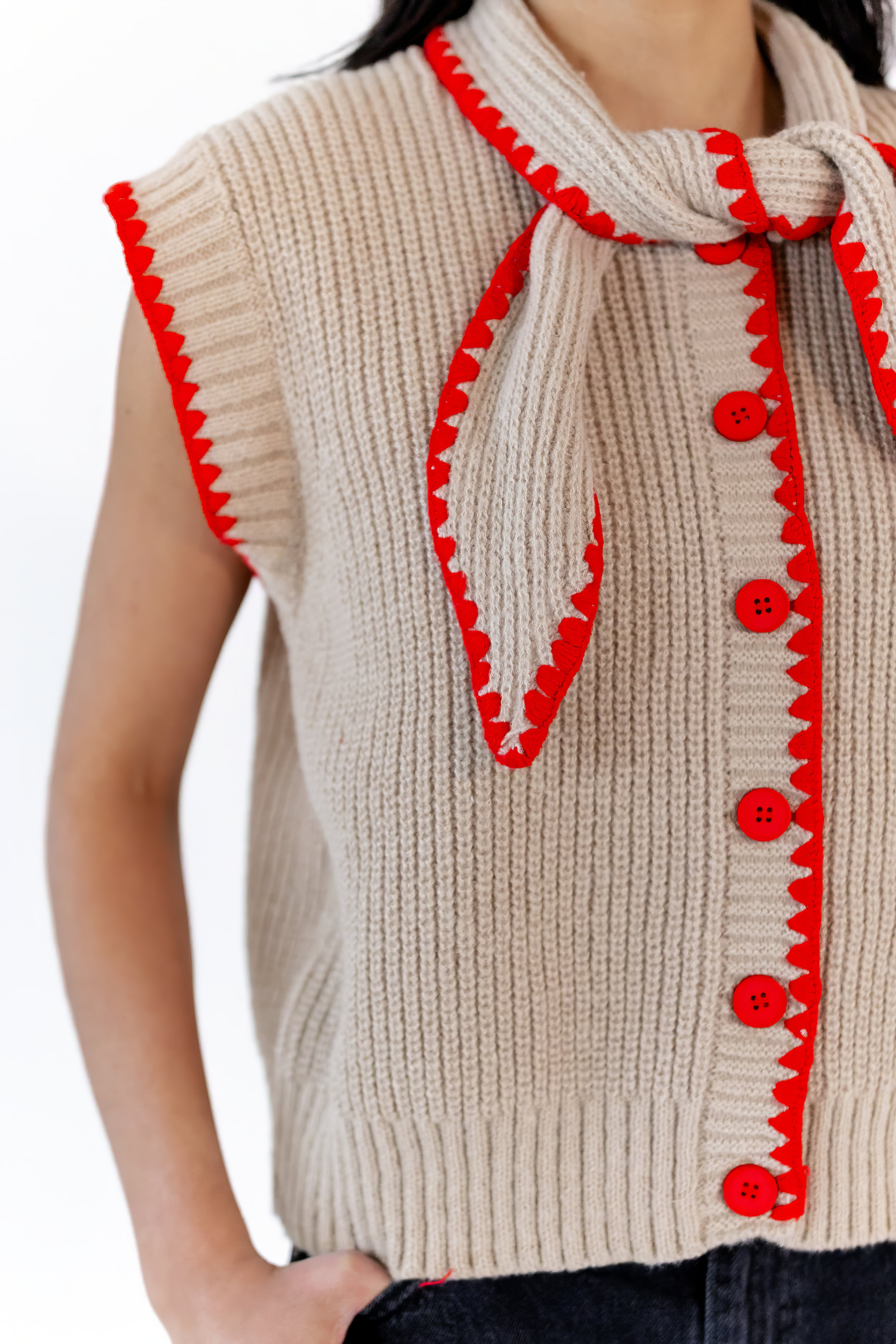 Oaklyn Tie Detail Button Up Top