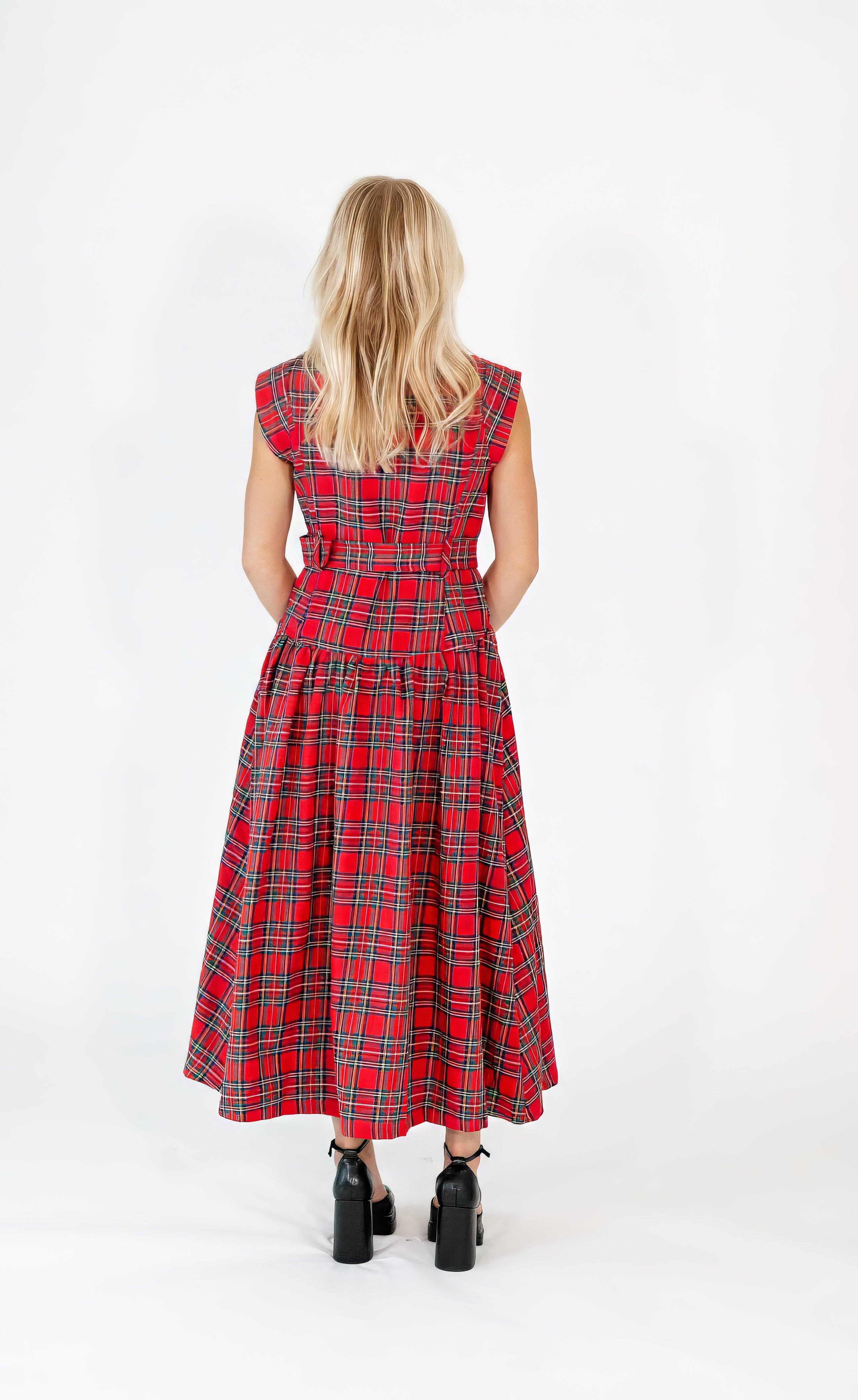 Dujour Plaid Maxi Dress・Red