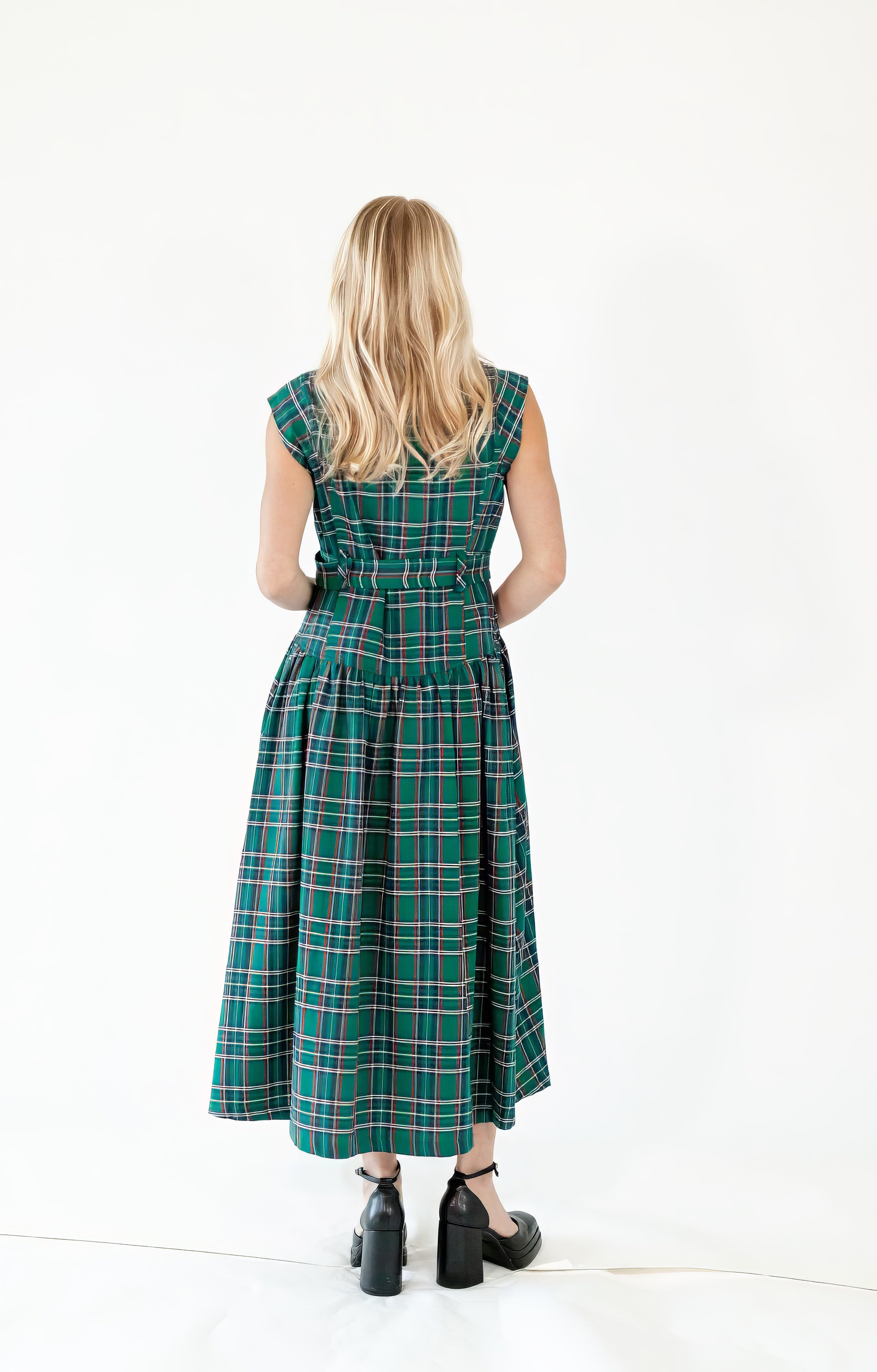 Dujour Plaid Maxi Dress・Green