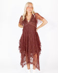 Chestnut Embellished Lace Dress