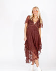 Chestnut Embellished Lace Dress