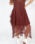 Chestnut Embellished Lace Dress