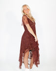 Chestnut Embellished Lace Dress