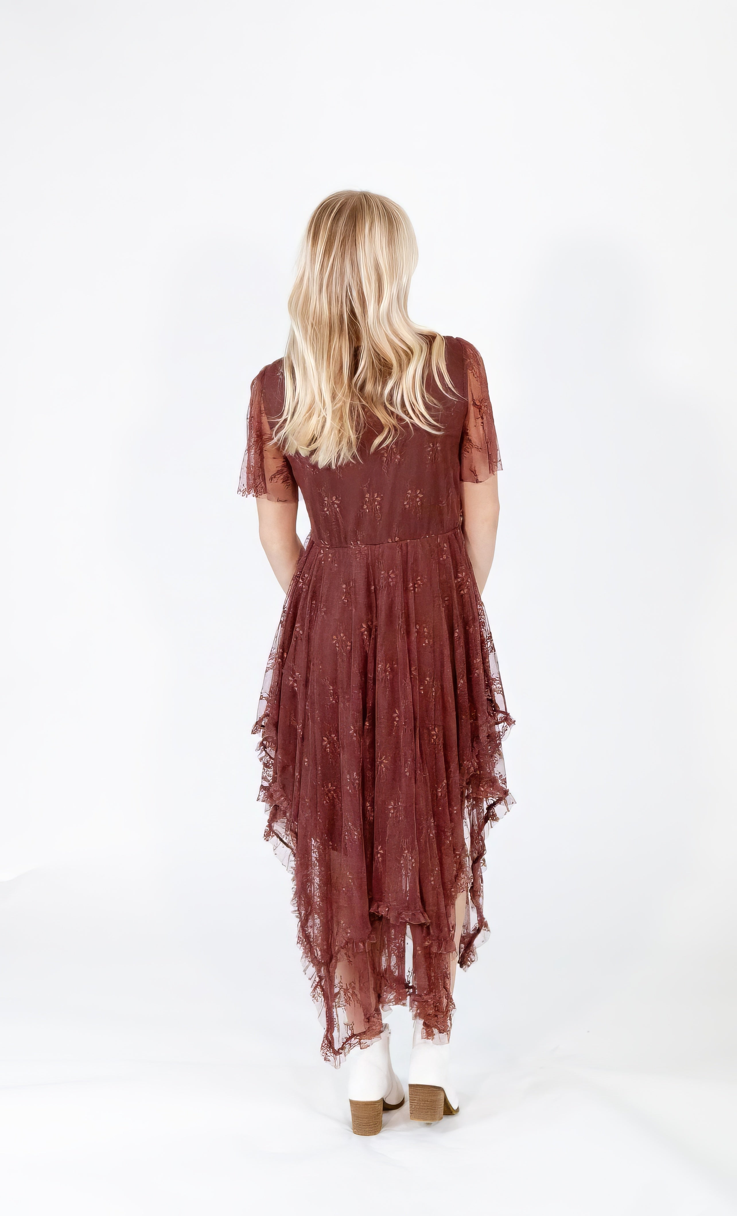 Chestnut Embellished Lace Dress