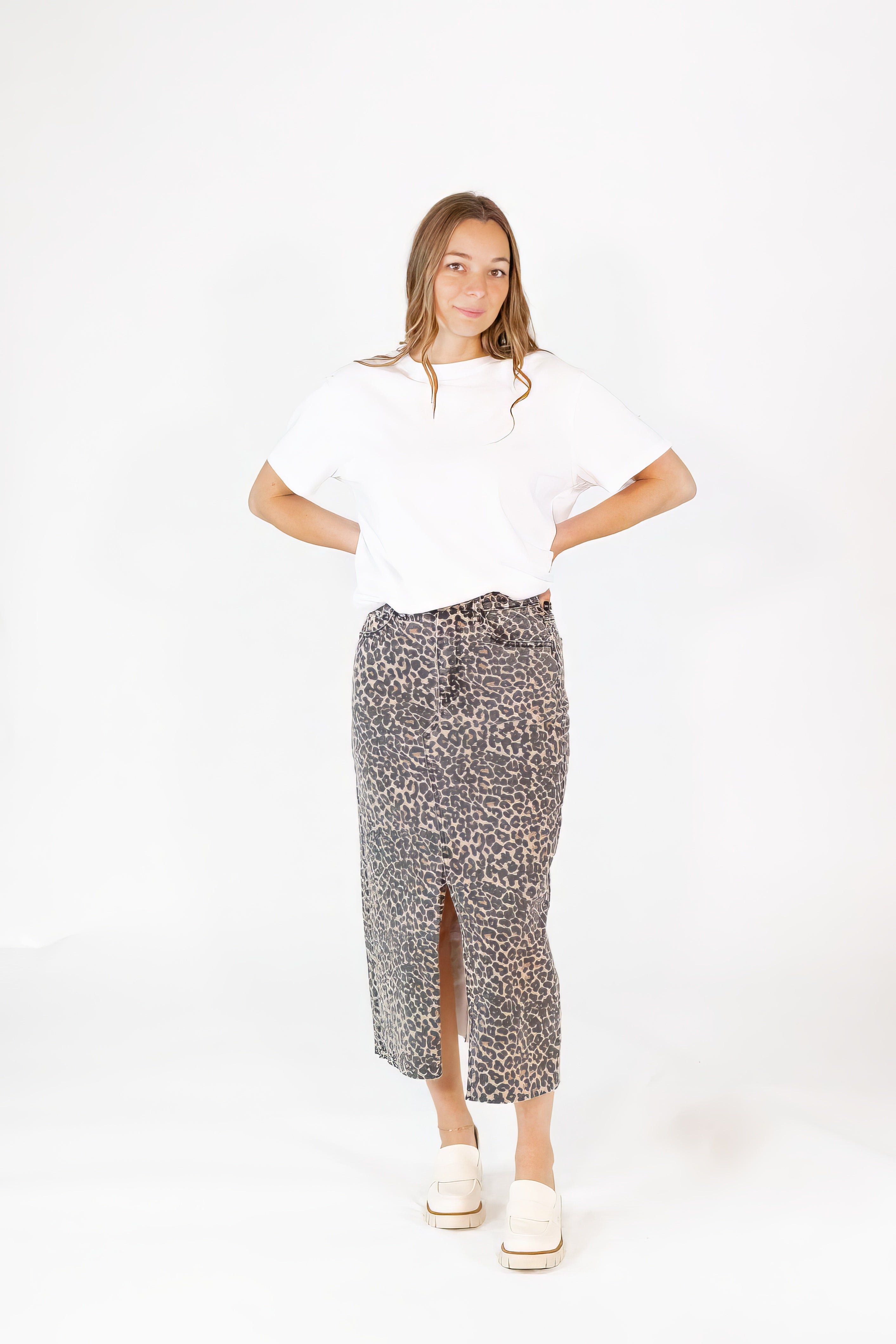 Ascella Leopard Print Skirt