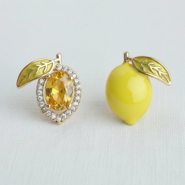 Asymmetrical Lemon Earrings