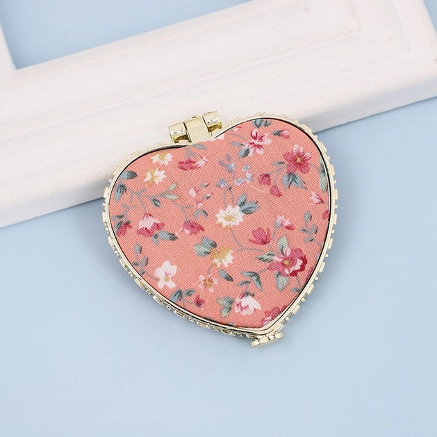 Travel Compact Handheld Floral Mirror