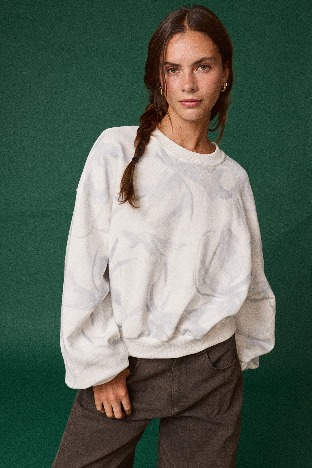 Monroe White and Grey Watercolor Pullover