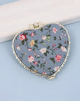 Travel Compact Handheld Floral Mirror