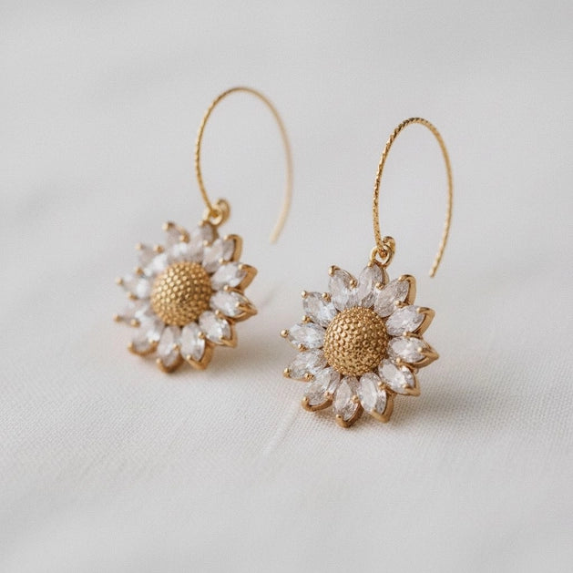 Zircon Sunflower Earrings