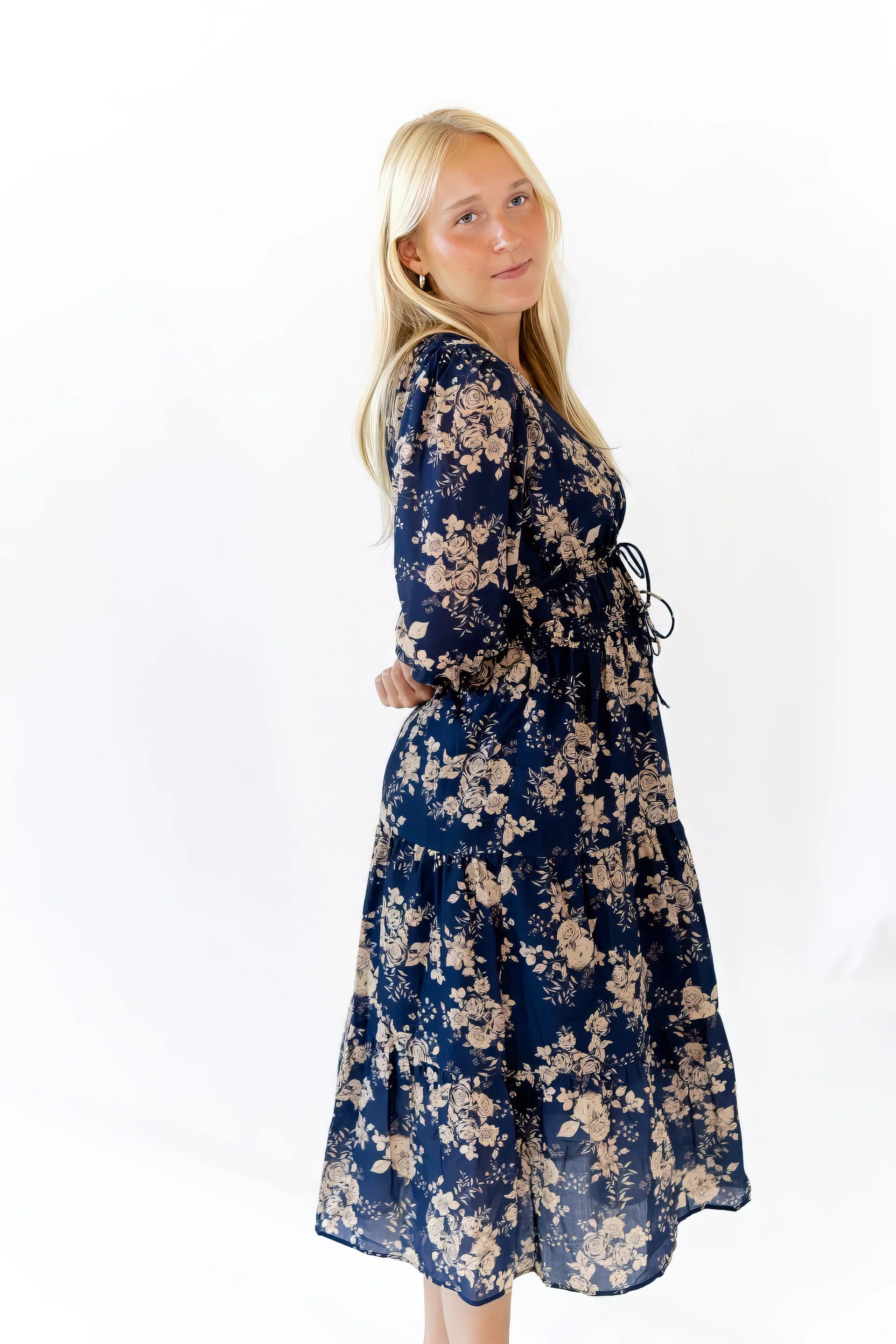 Bloom Tie Waist Midi Dress - Curvy