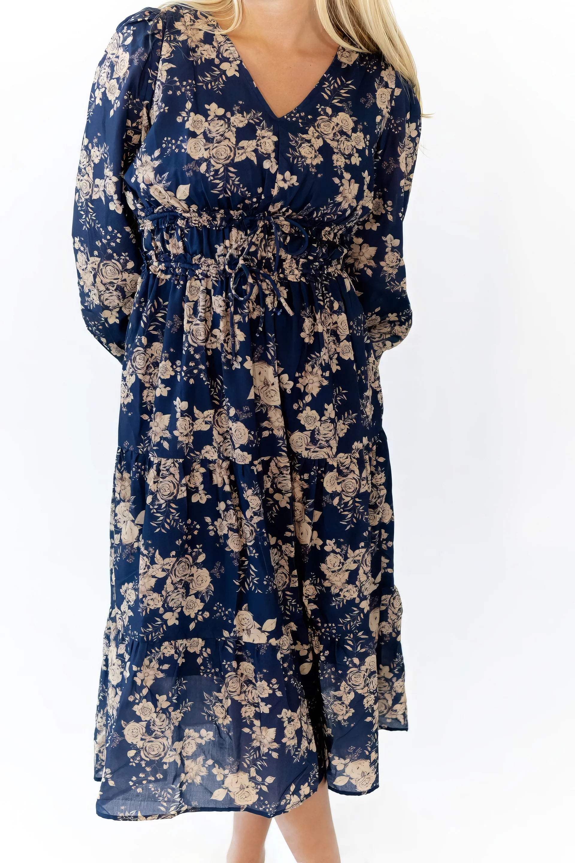 Bloom Tie Waist Midi Dress - Curvy