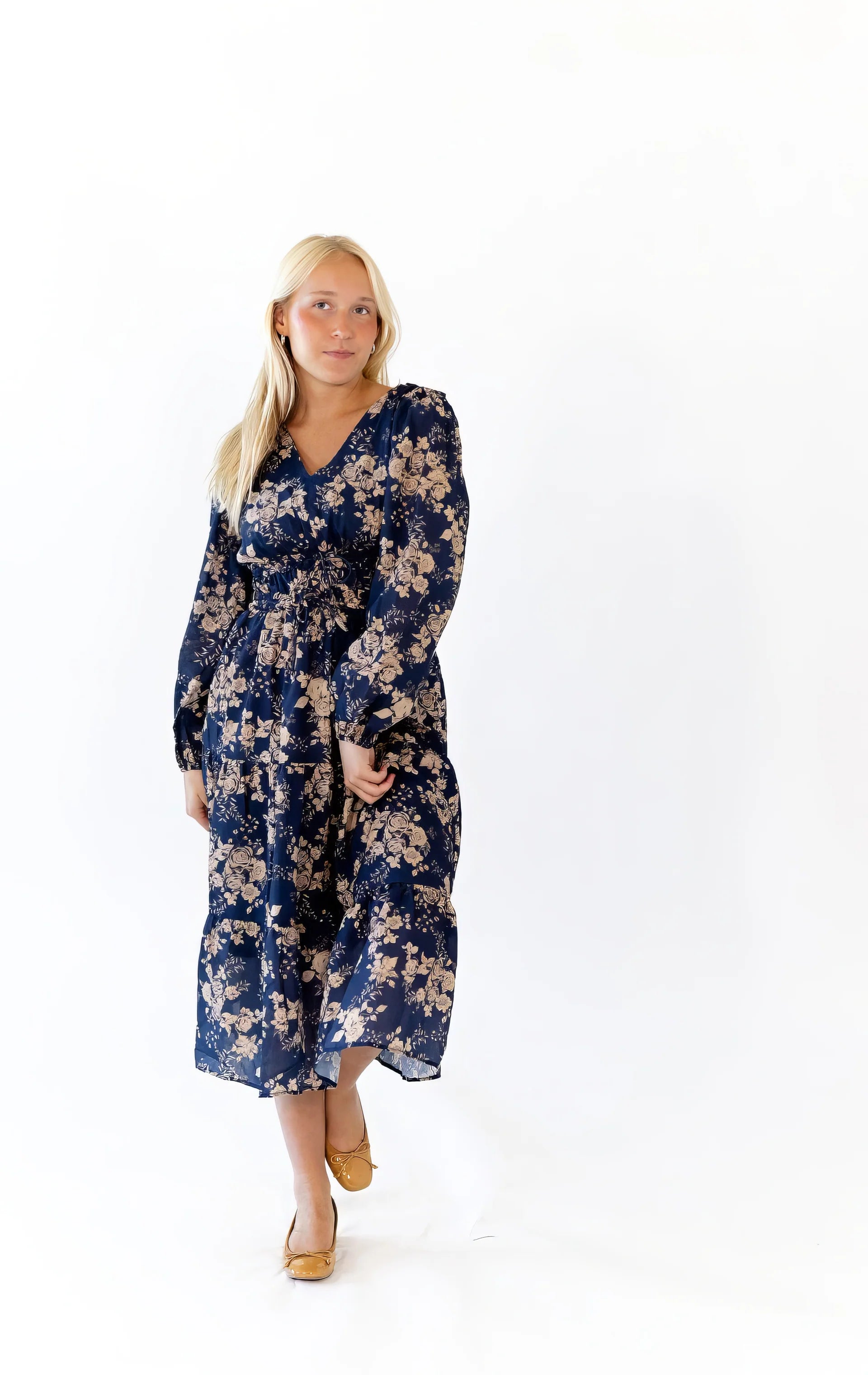 Bloom Tie Waist Midi Dress - Curvy