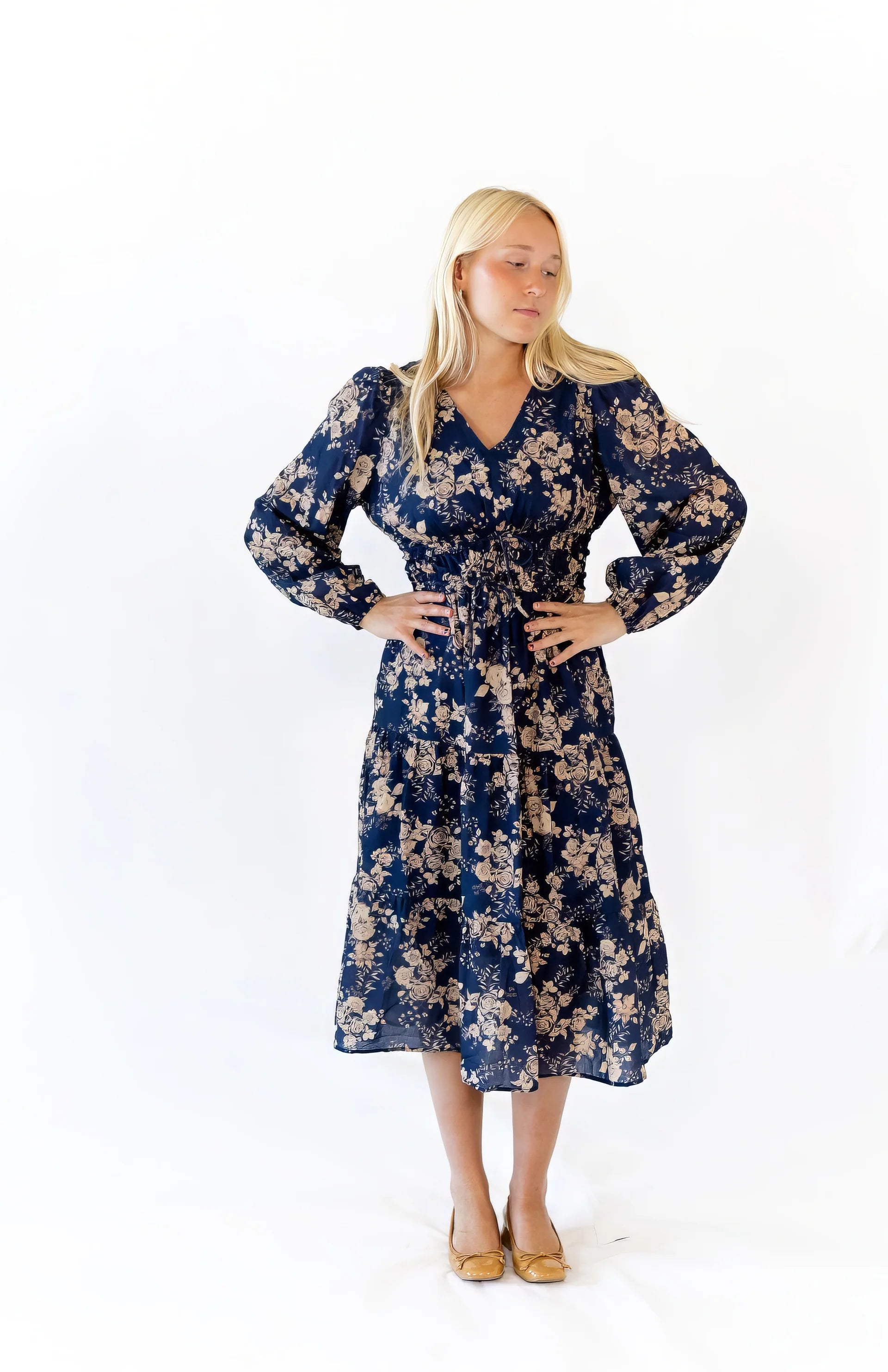 Bloom Tie Waist Midi Dress - Curvy