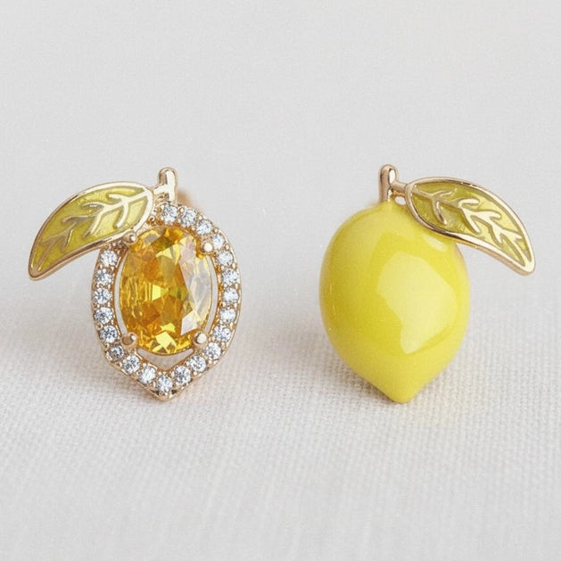 Asymmetrical Lemon Earrings
