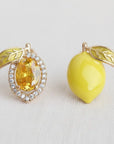 Asymmetrical Lemon Earrings