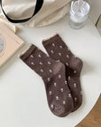 Floral Lace Trim Socks · Brown