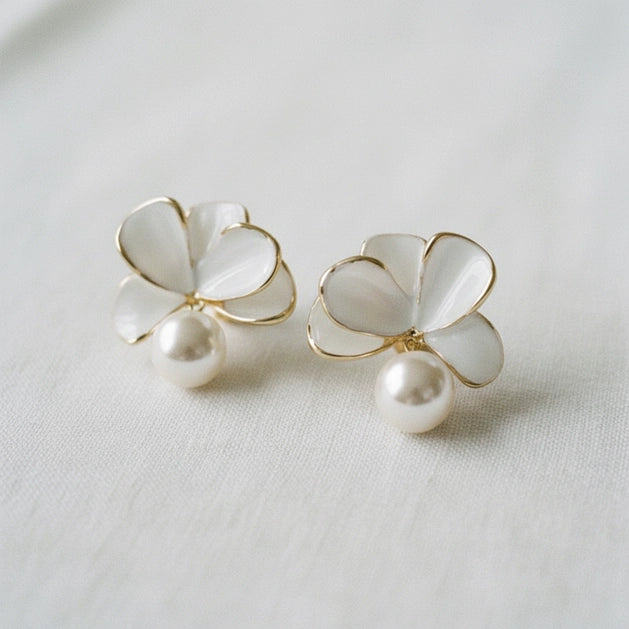 Vintage Freshwater Pearl Floral Earrings